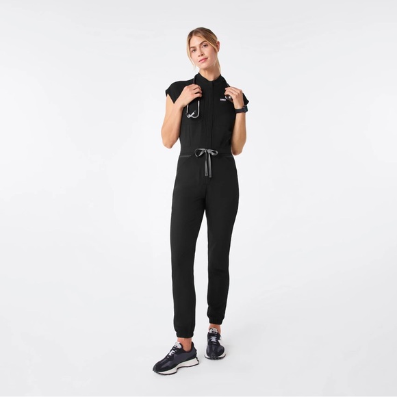 Figs Pants - Figs Black Utility Jumpsuit (Regular)